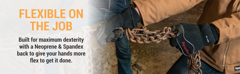 Flexible on the job. Built for maximum dexterity with a neoprene and spandex back to give your hands more flex to get it done.