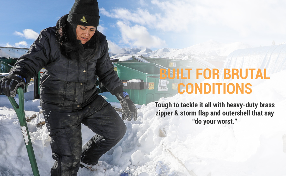 Built for brutal conditions. Tough to tackle it all with heavy-duty brass zipper and storm flap and outershell that say 'do your worst'