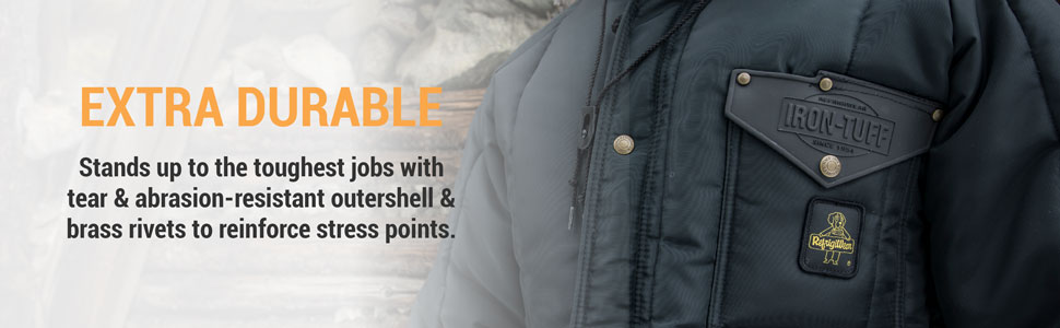 Extra Durable. Stands up to the toughest jobs with tear and abrasion resistant outershell and brass rivet to reinforce stress points