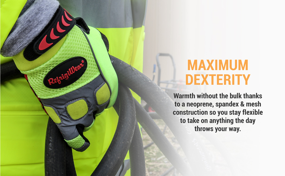 Maximum dexterity. Warmth without the bulk thanks to a neoprene, spandex, and mesh construction so you stay flexible to take on anything the day throws your way.
