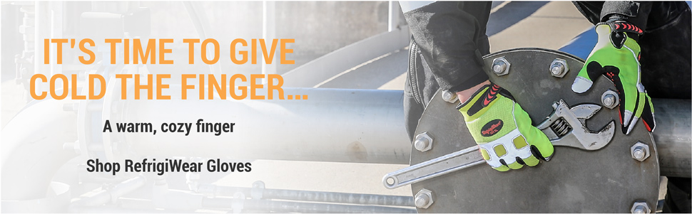It's time to give cold the finger...a warm,cozy finger. Shop RefrigiWear Gloves