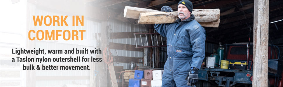 Work in comfort. Lightweight, warm and built with a Taslon nylon outershell for less bulk and better movement.