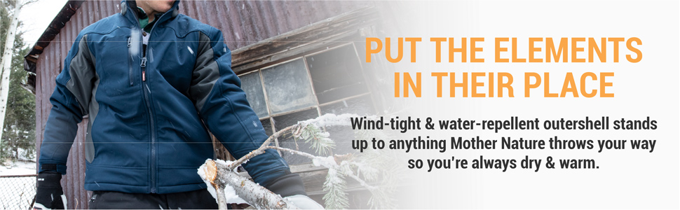 Put the elements in their place. Wing-tight and water-repellent outershell stands up to anything Mother Nature throws your way so you're always dry and warm.