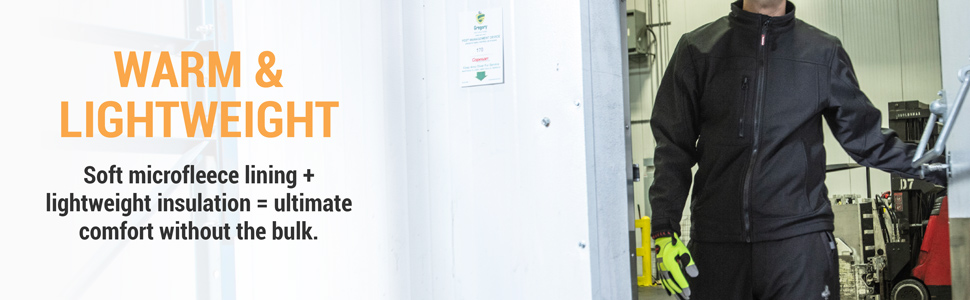 Warm and lightweight. Soft microfleece lining and lightweight insulation = ultimate comfort without the bulk.