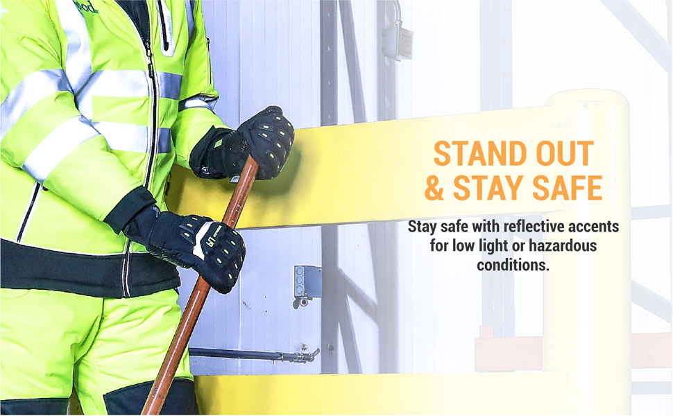 Stand out and stay safe. Stay safe with reflective accents for low light or hazardous conditions.
