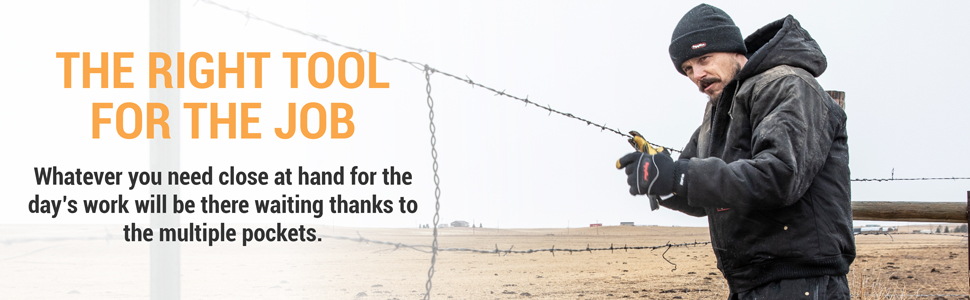 The right tool for the job. Whatever you need close at hand for the day's work will be there waiting thanks to the multiple pockets.