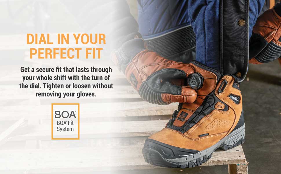 Dial in your perfect fit. Get a secure fit that lasts through your whole shift with the turn of the dial. Tighten or loosen without removing your gloves.