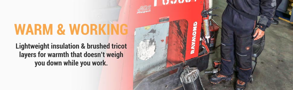 Warm and working. Lightweight insulation and brushed tricot layers for warmth that doesn't weigh you down while you work.