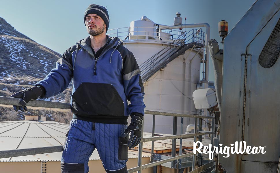 Man outside in the cold wearing the Frostline Sweatshirt