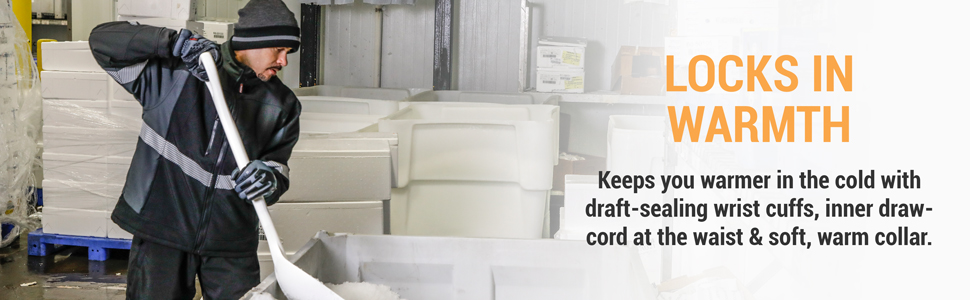 Locks in warmth. Keeps you warmer in the cold with draft-sealing wrist cuffs, inner draw-cord at the waist and soft, warm collar.